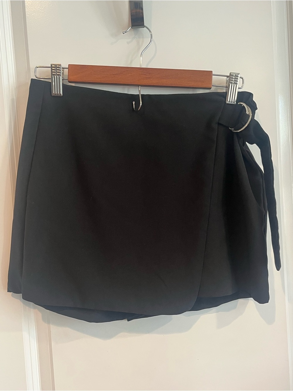 Have Black Wrap Skort with Side Tie and Metal Ring